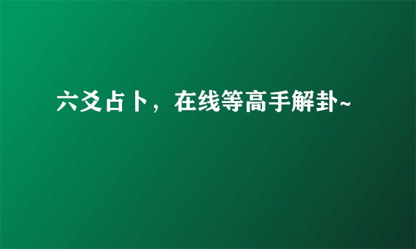 六爻占卜，在线等高手解卦~
