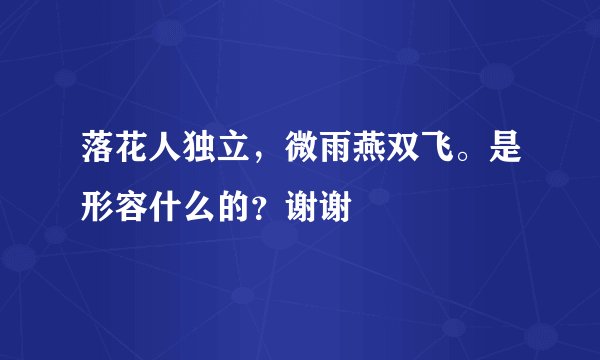 落花人独立，微雨燕双飞。是形容什么的？谢谢