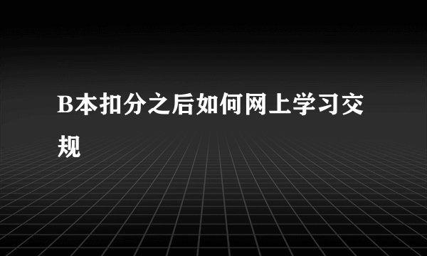 B本扣分之后如何网上学习交规