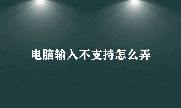 电脑输入不支持怎么弄