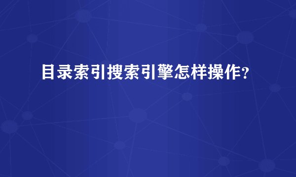 目录索引搜索引擎怎样操作？