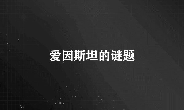 爱因斯坦的谜题