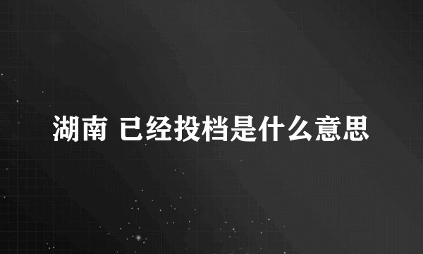 湖南 已经投档是什么意思