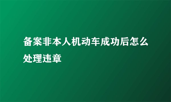 备案非本人机动车成功后怎么处理违章