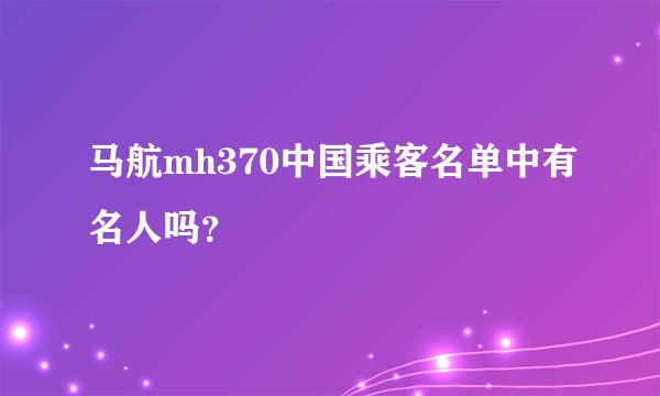 马航mh370中国乘客名单中有名人吗？