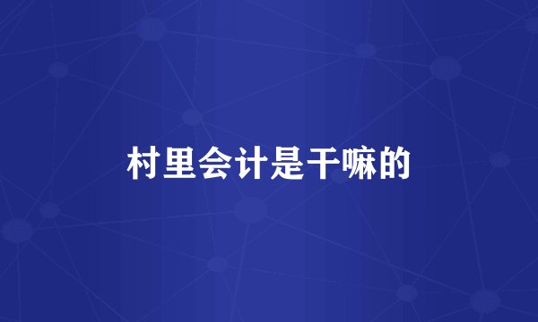 村里会计是干嘛的