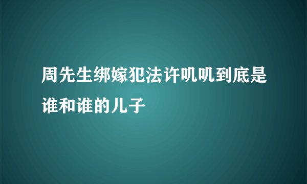 周先生绑嫁犯法许叽叽到底是谁和谁的儿子