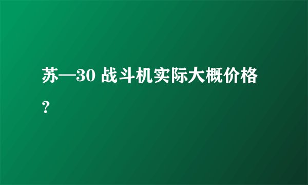 苏—30 战斗机实际大概价格？