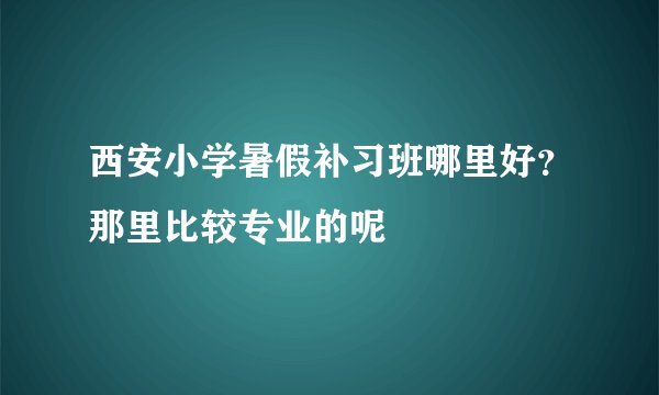 西安小学暑假补习班哪里好？那里比较专业的呢