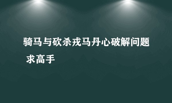 骑马与砍杀戎马丹心破解问题 求高手