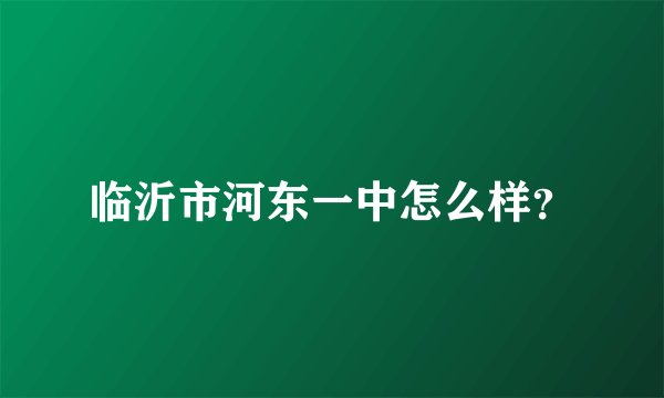 临沂市河东一中怎么样？