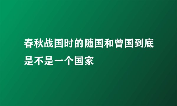 春秋战国时的随国和曾国到底是不是一个国家