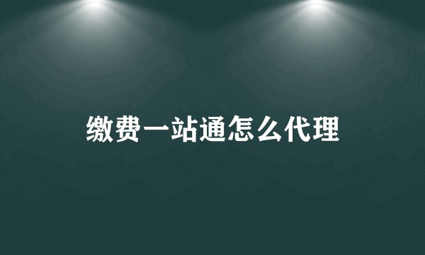缴费一站通怎么代理
