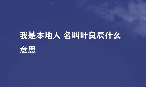 我是本地人 名叫叶良辰什么意思