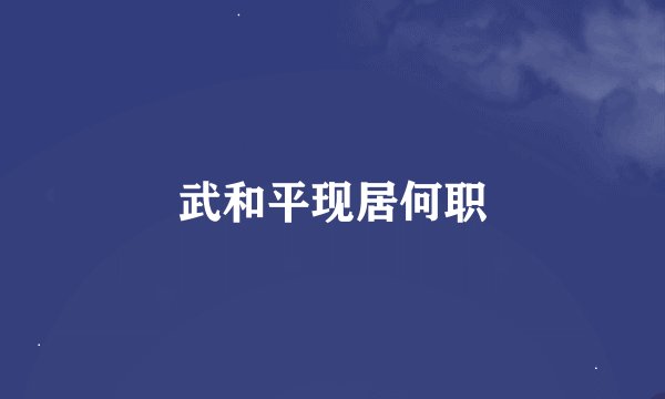 武和平现居何职