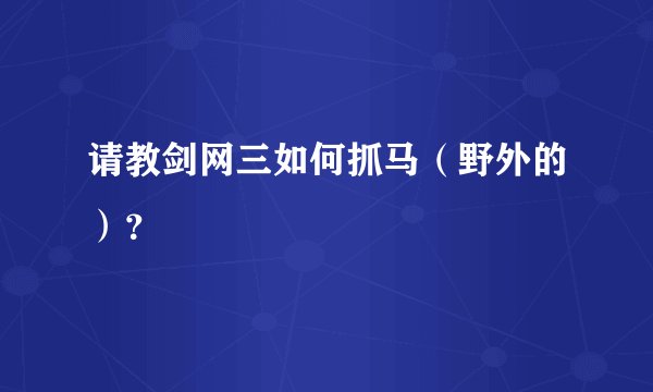 请教剑网三如何抓马（野外的）？