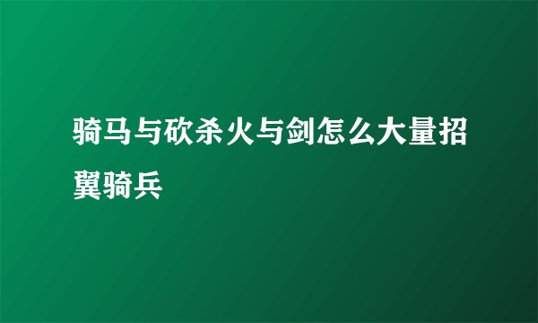 骑马与砍杀火与剑怎么大量招翼骑兵