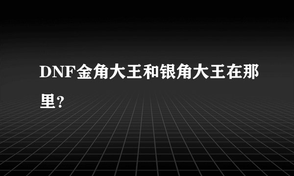 DNF金角大王和银角大王在那里？