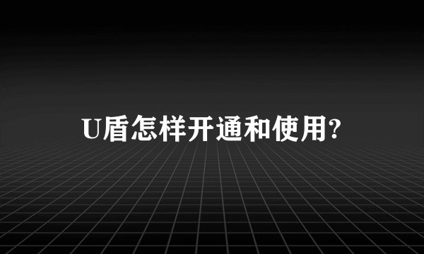 U盾怎样开通和使用?