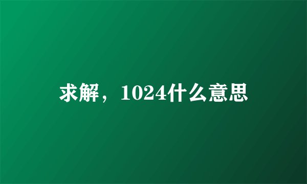 求解，1024什么意思