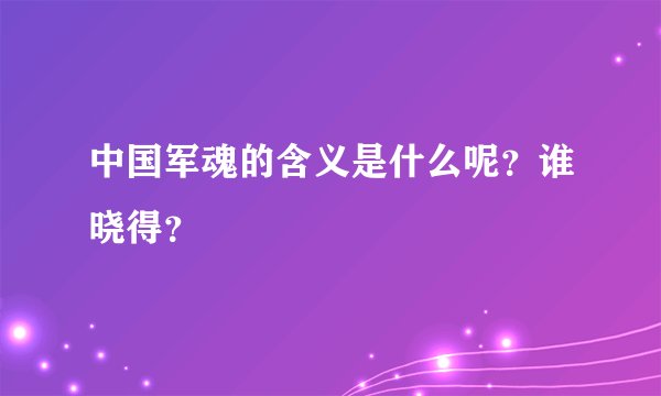 中国军魂的含义是什么呢？谁晓得？