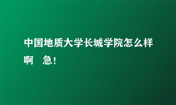 中国地质大学长城学院怎么样啊   急！