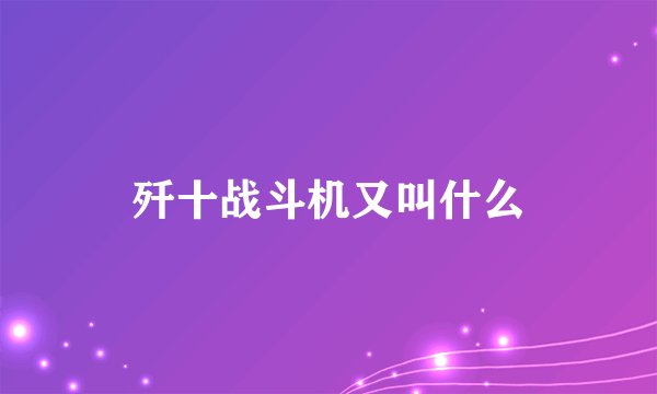 歼十战斗机又叫什么
