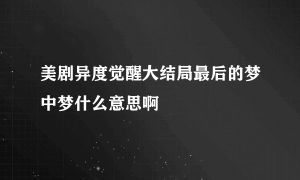 美剧异度觉醒大结局最后的梦中梦什么意思啊