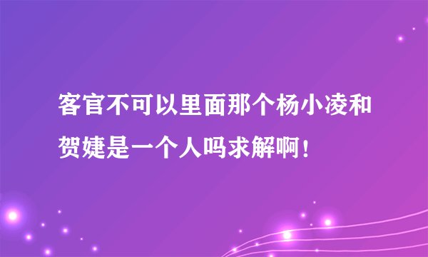 客官不可以里面那个杨小凌和贺婕是一个人吗求解啊！