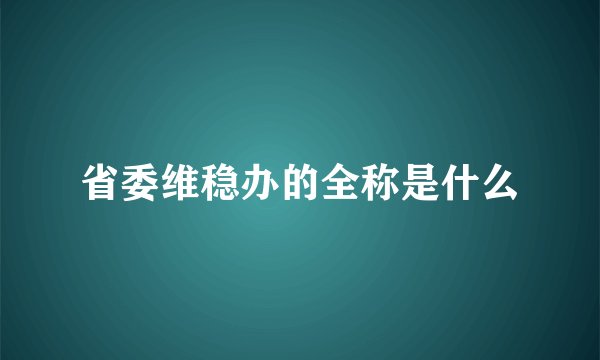 省委维稳办的全称是什么