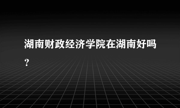 湖南财政经济学院在湖南好吗？