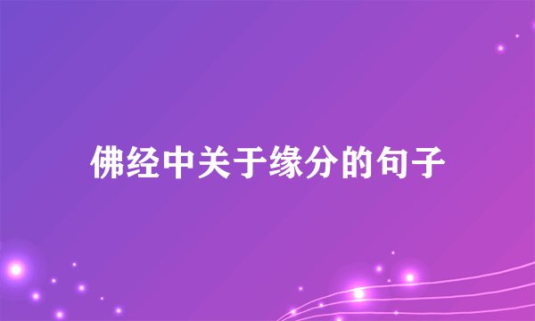 佛经中关于缘分的句子