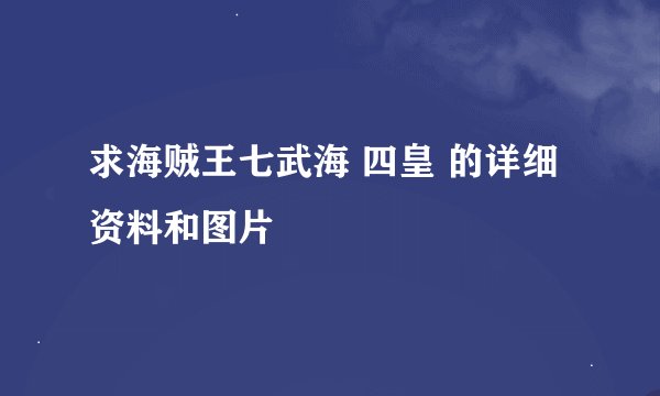 求海贼王七武海 四皇 的详细资料和图片