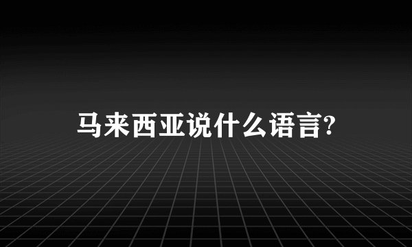 马来西亚说什么语言?
