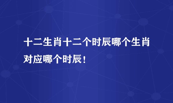 十二生肖十二个时辰哪个生肖对应哪个时辰！