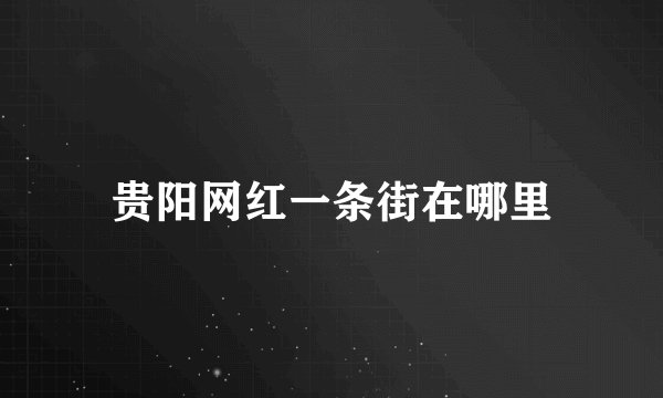 贵阳网红一条街在哪里