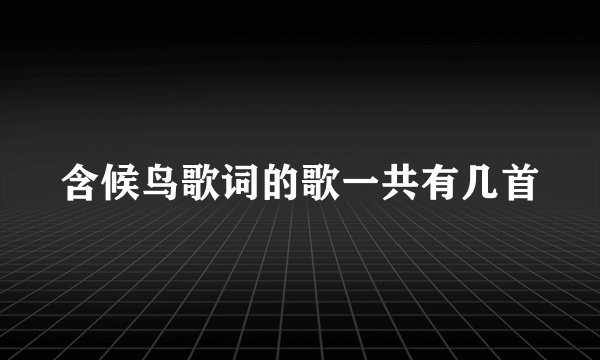含候鸟歌词的歌一共有几首
