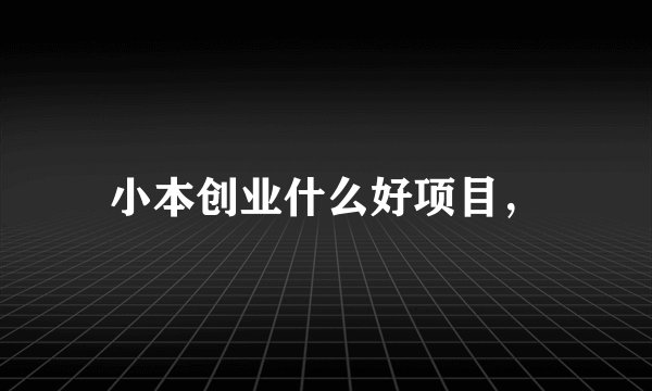 小本创业什么好项目，