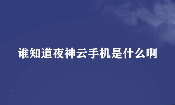 谁知道夜神云手机是什么啊