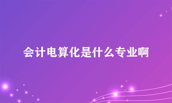 会计电算化是什么专业啊