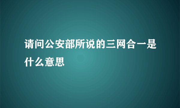 请问公安部所说的三网合一是什么意思