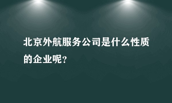 北京外航服务公司是什么性质的企业呢？