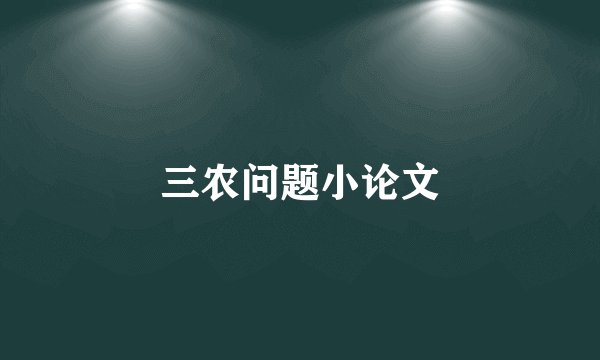 三农问题小论文