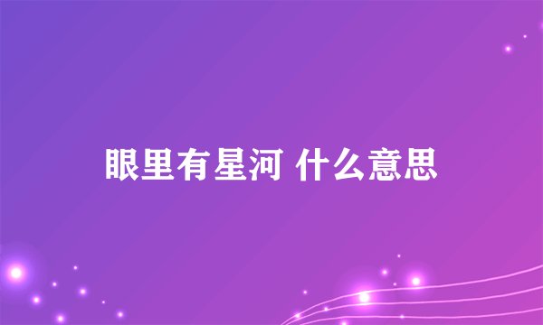 眼里有星河 什么意思