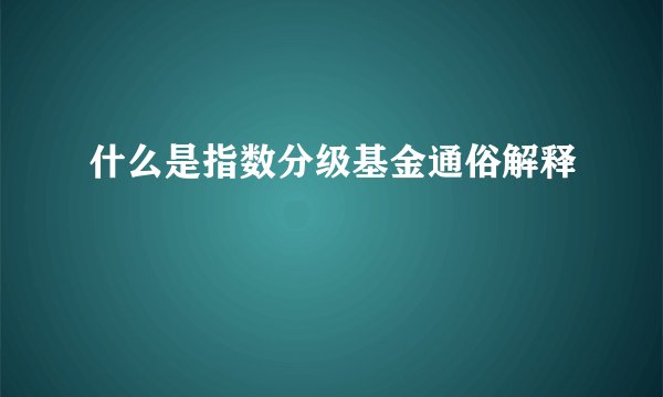 什么是指数分级基金通俗解释