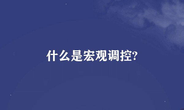 什么是宏观调控?