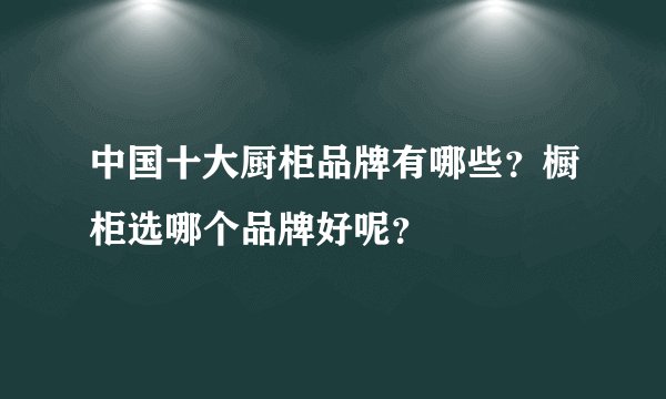 中国十大厨柜品牌有哪些？橱柜选哪个品牌好呢？