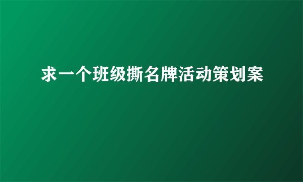 求一个班级撕名牌活动策划案