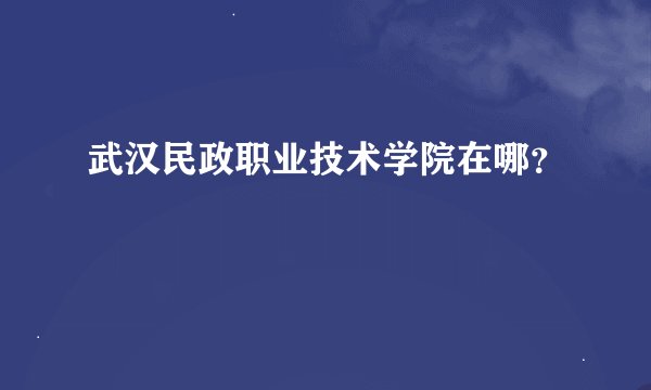 武汉民政职业技术学院在哪？