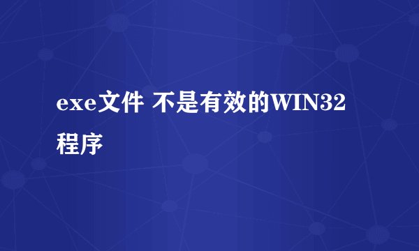 exe文件 不是有效的WIN32程序